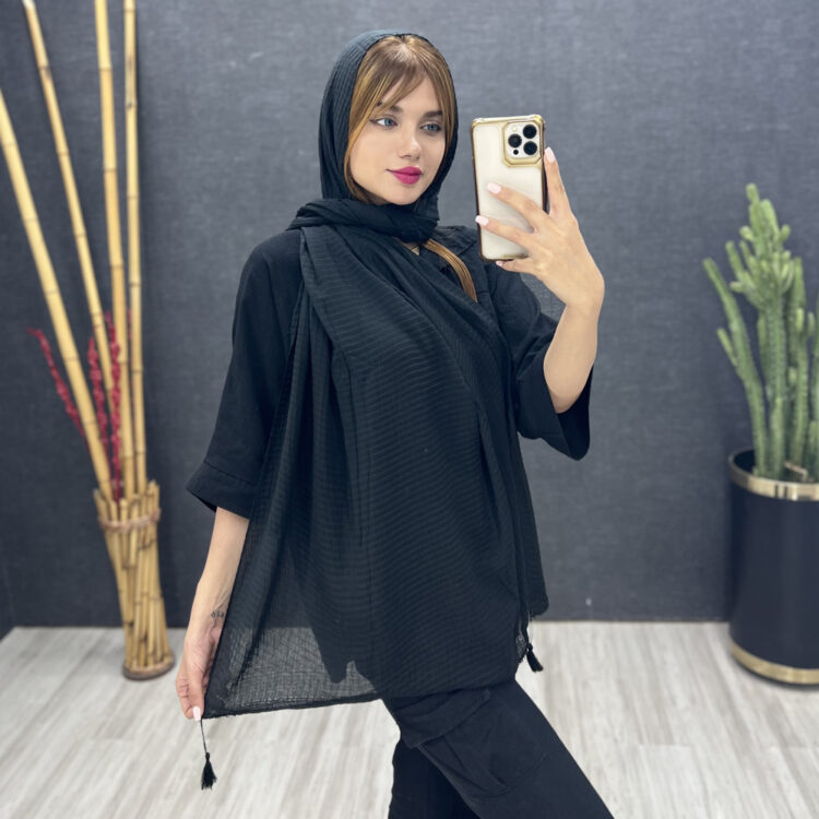 شال پلیسه مشکی کد 16930