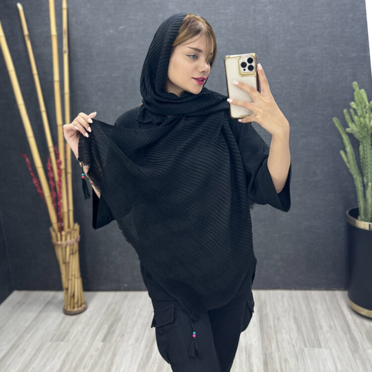 شال پلیسه مشکی کد 16919