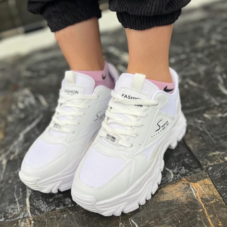 کتانی دخترانه FASHION سفید کد 17232