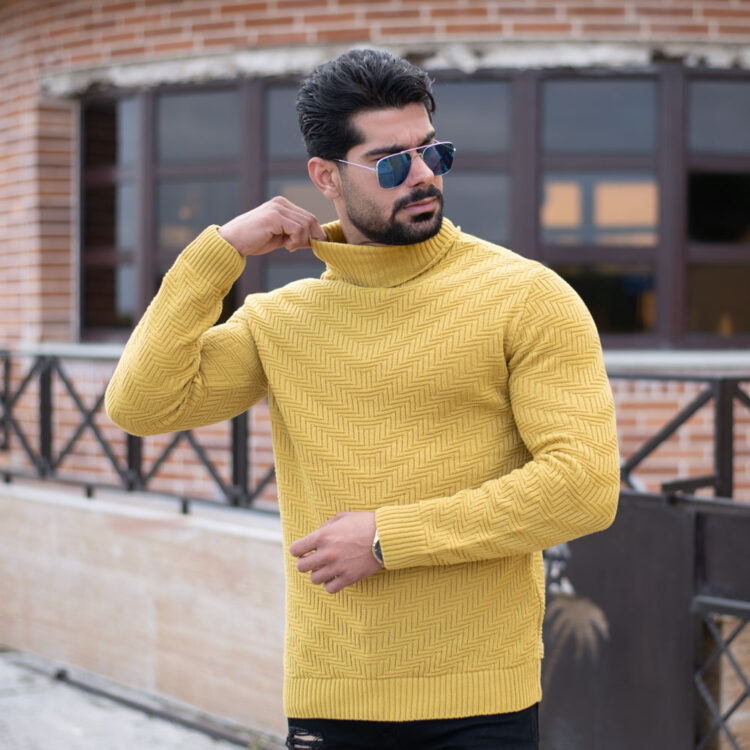 بافت مردانه یقه اسکی طرح شلوغ کد 17762