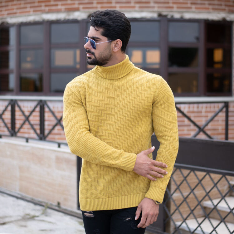 بافت مردانه یقه اسکی طرح شلوغ کد 17762