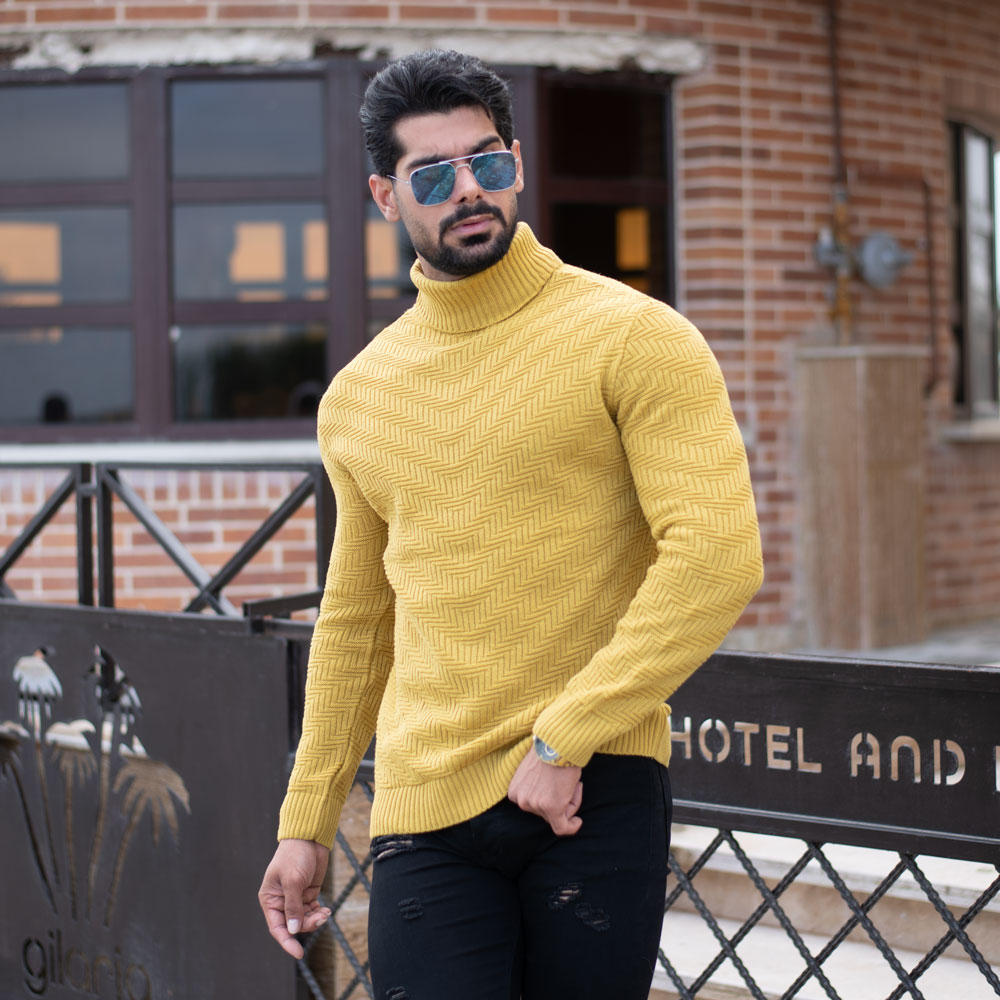 بافت مردانه یقه اسکی طرح شلوغ کد 17762