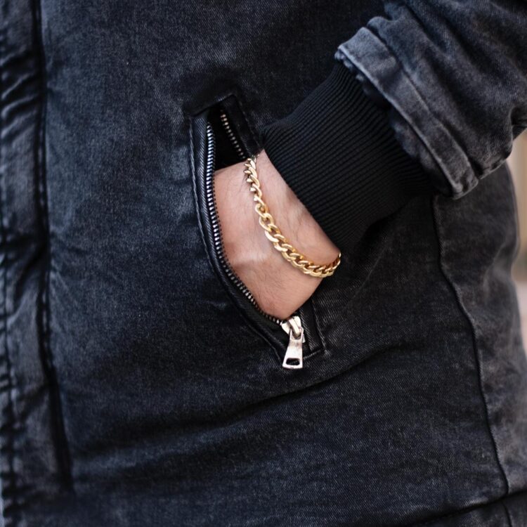 کاپشن جین کلاهدار ذغالی کد 17849