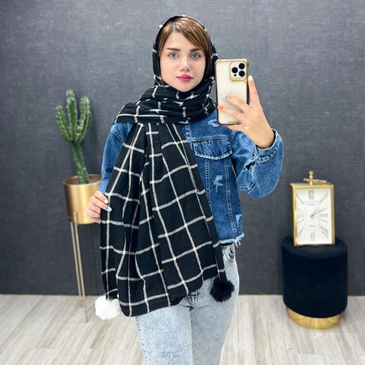 شال چهارخانه پشمی کد 17668