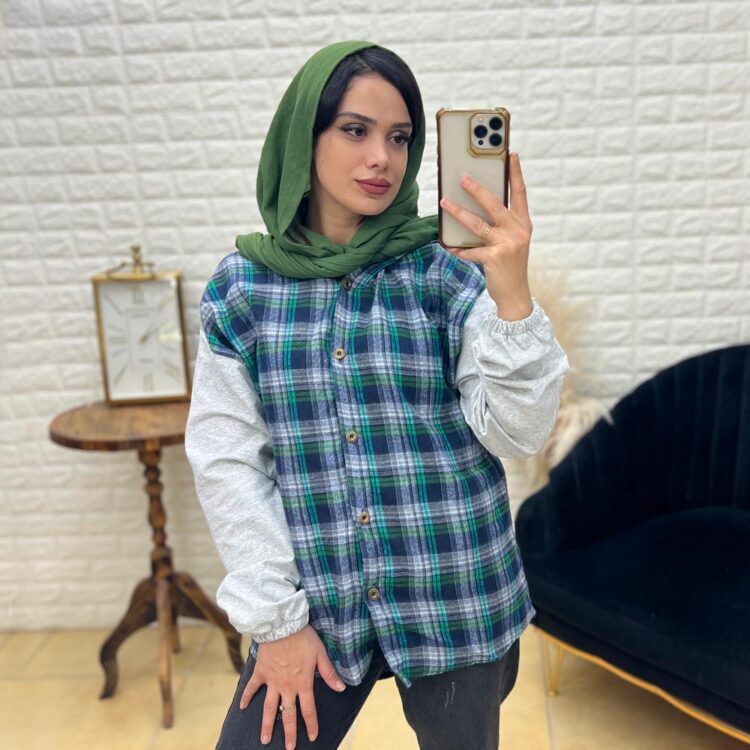 مانتو کلاهدار چهارخونه کد 18472