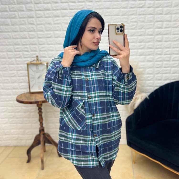 مانتو چهارخانه تک جیب کد 18464