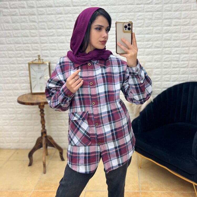 مانتو چهارخانه تک جیب کد 18464