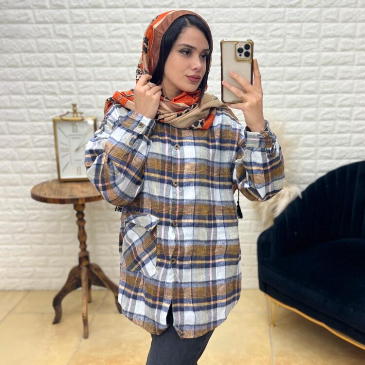 مانتو چهارخانه تک جیب کد 18464