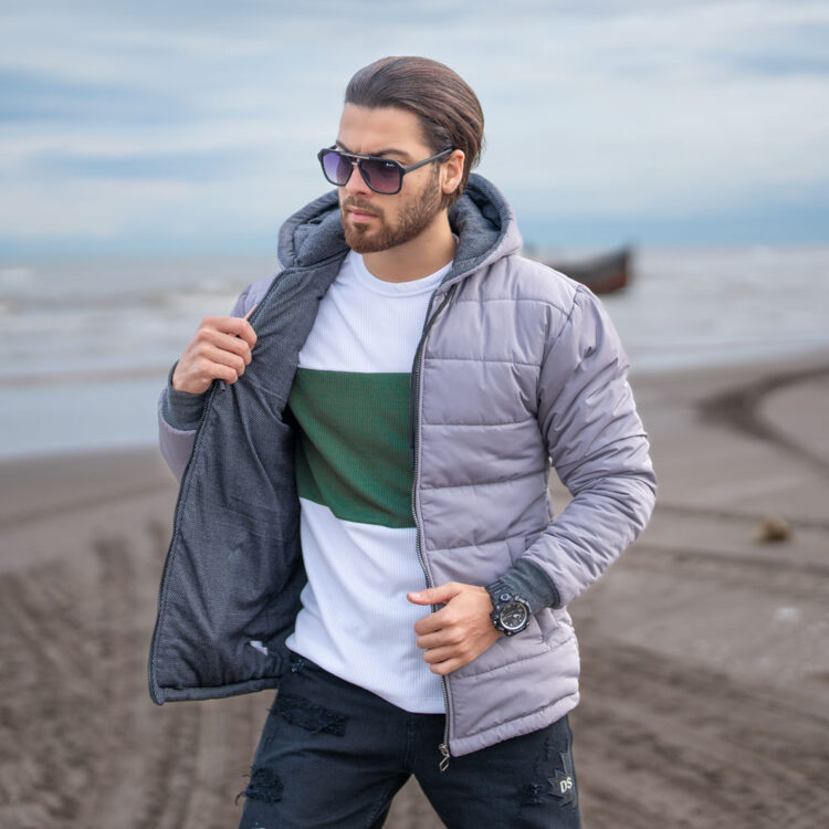 کاپشن مردانه خاکستری کد 18923