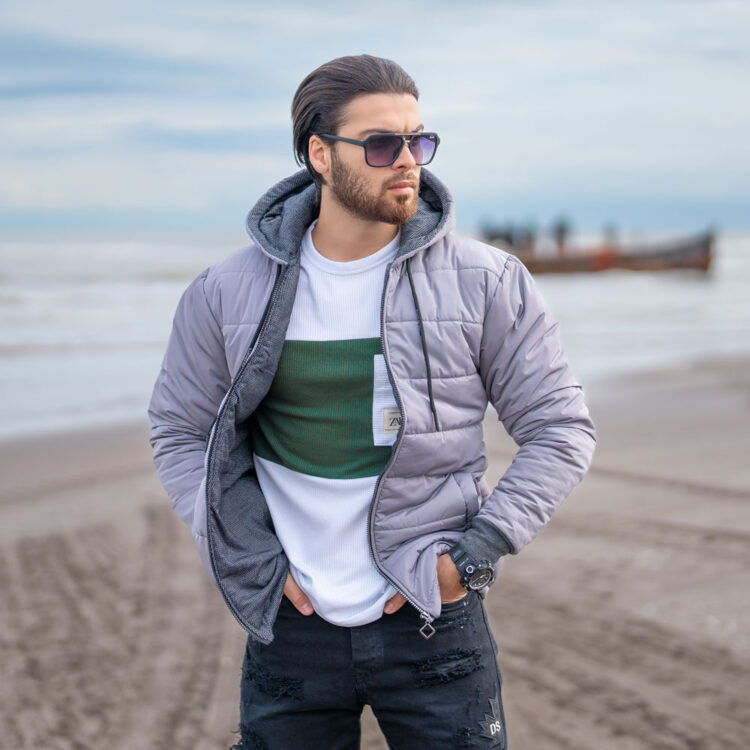 کاپشن مردانه خاکستری کد 18923