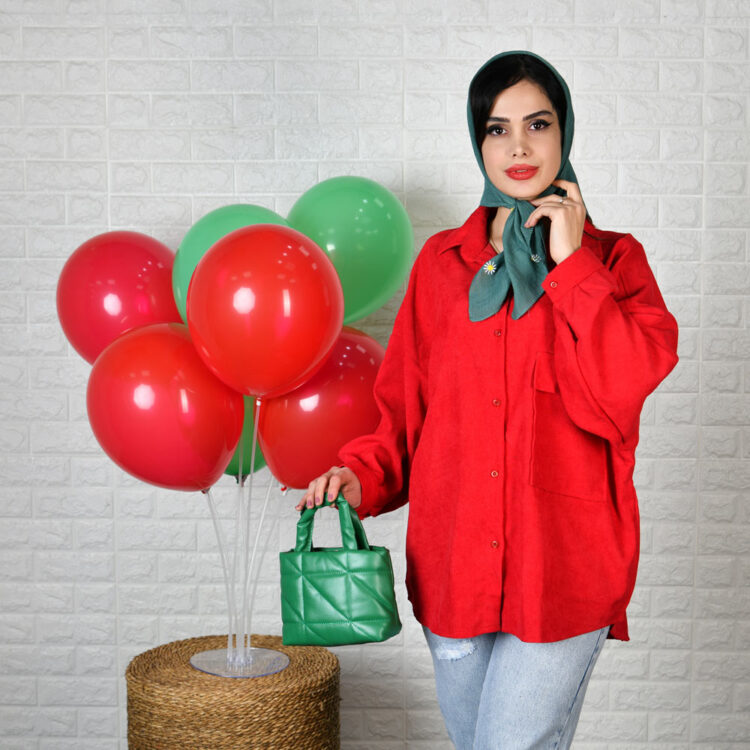 شومیز مانتویی کبریتی قرمز کد 18765