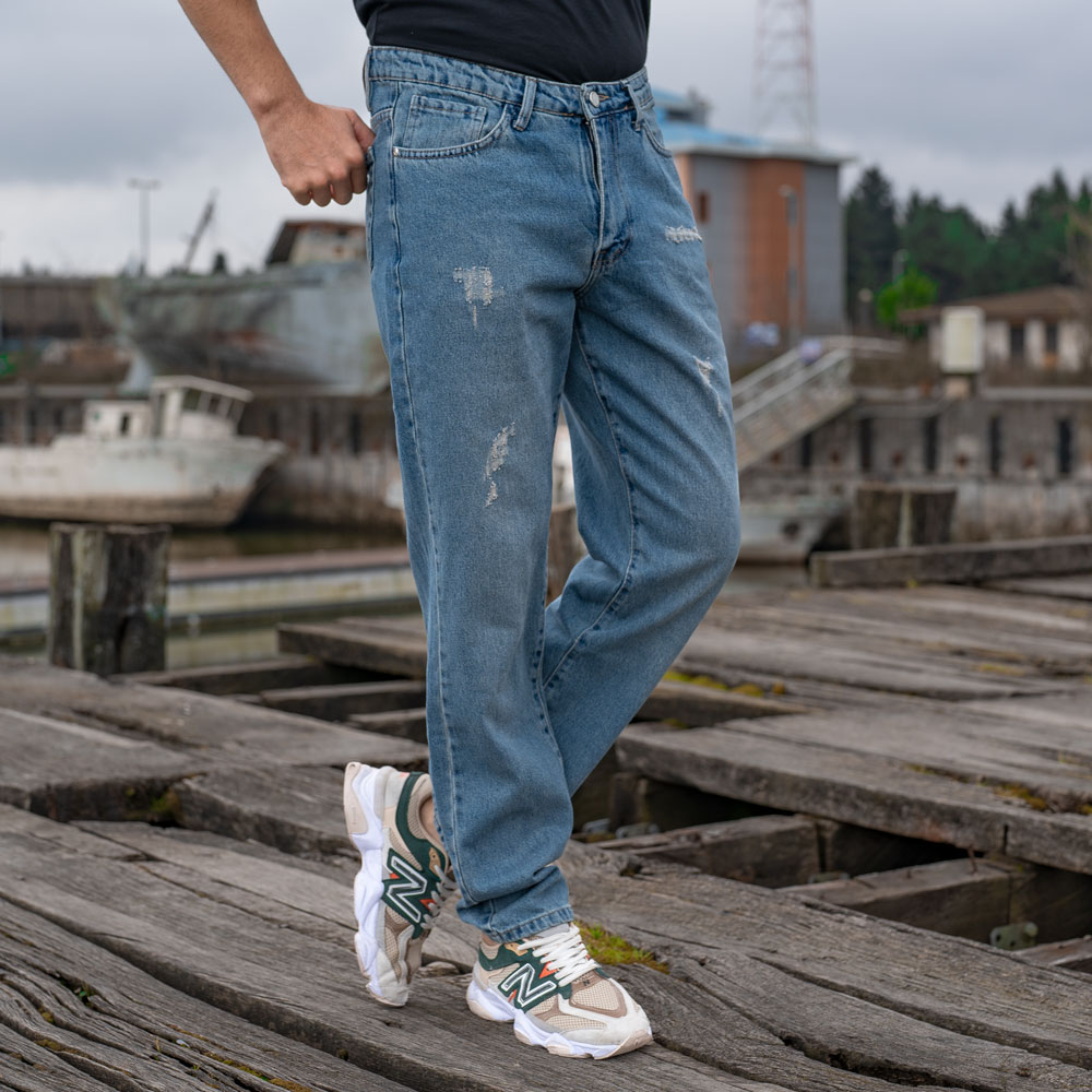 شلوار جین مردانه مام آبی کد 19933
