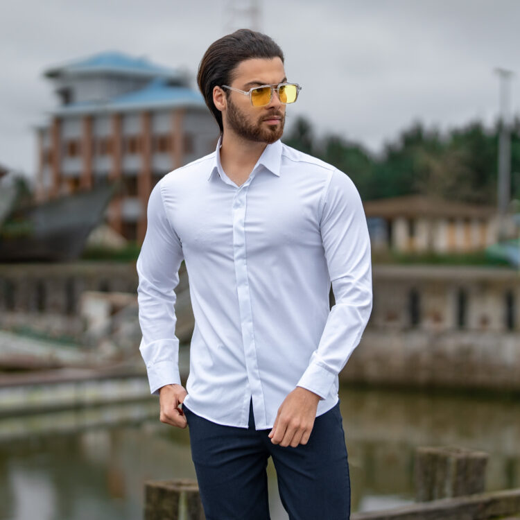 پیراهن مردانه سفید کد 20429