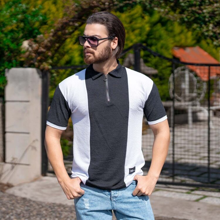 تیشرت مردانه نیم زیپ زارا کد 20006