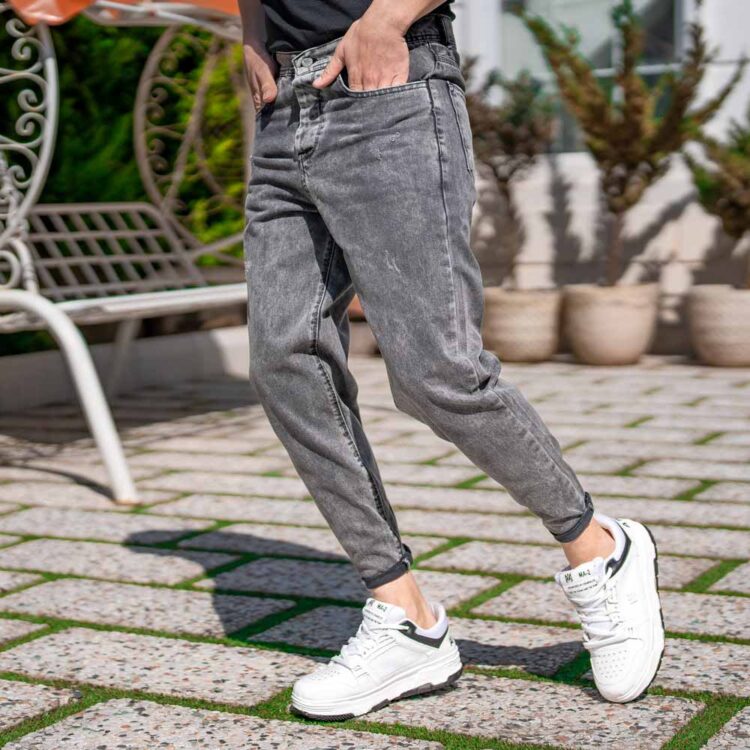 شلوار جین مردانه مام خاکستری کد 20022