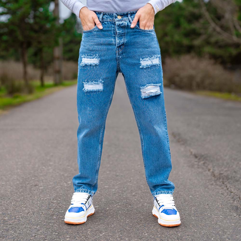 شلوار جین مردانه مام آبی کد 20073
