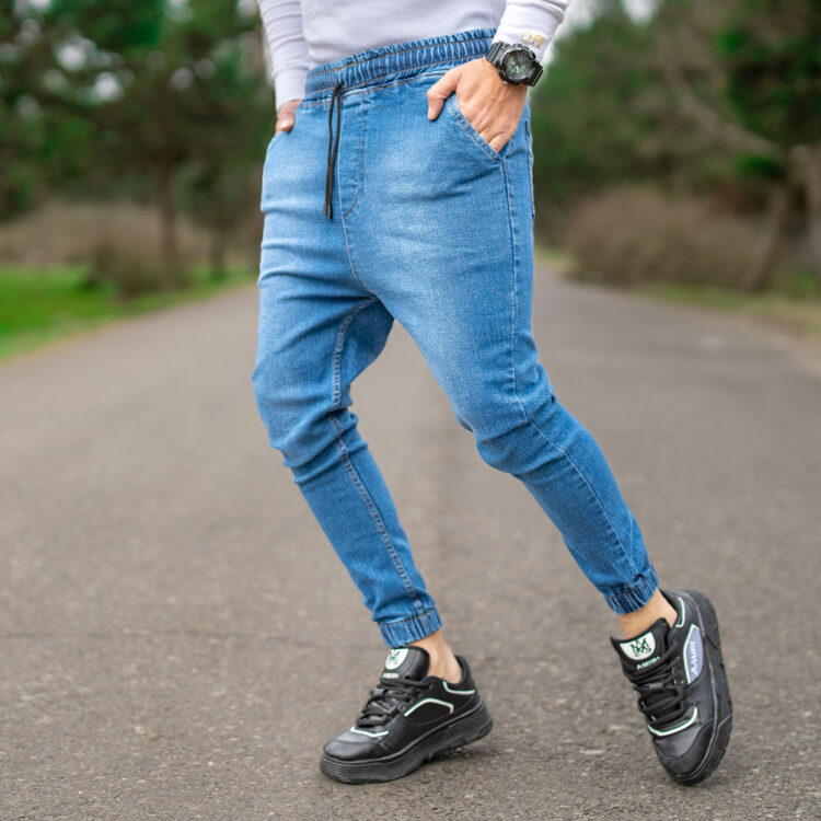 شلوار اسلش جین مردانه آبی کد 20435