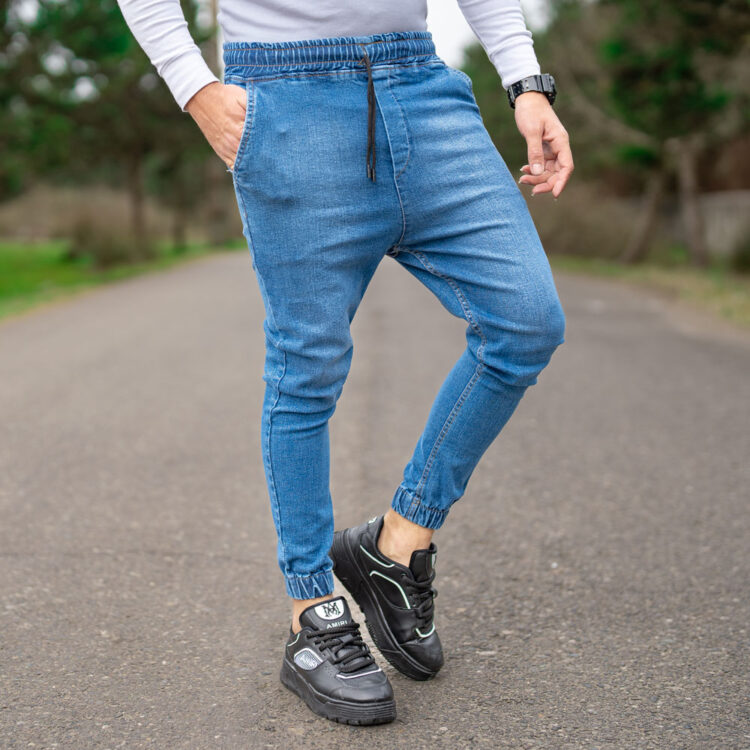 شلوار اسلش جین مردانه آبی کد 20435