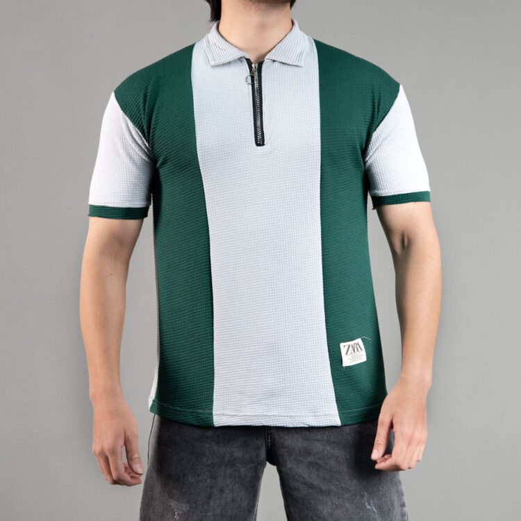 تیشرت مردانه نیم زیپ زارا کد 20006