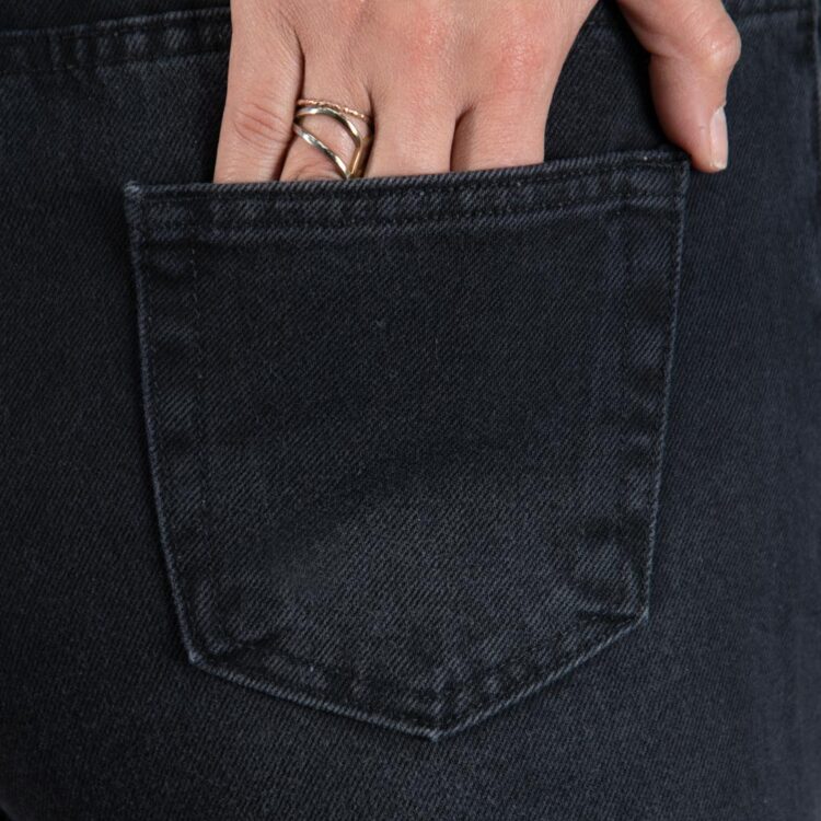 شلوار جین نیم بگ دخترانه ذغالی کد 20143