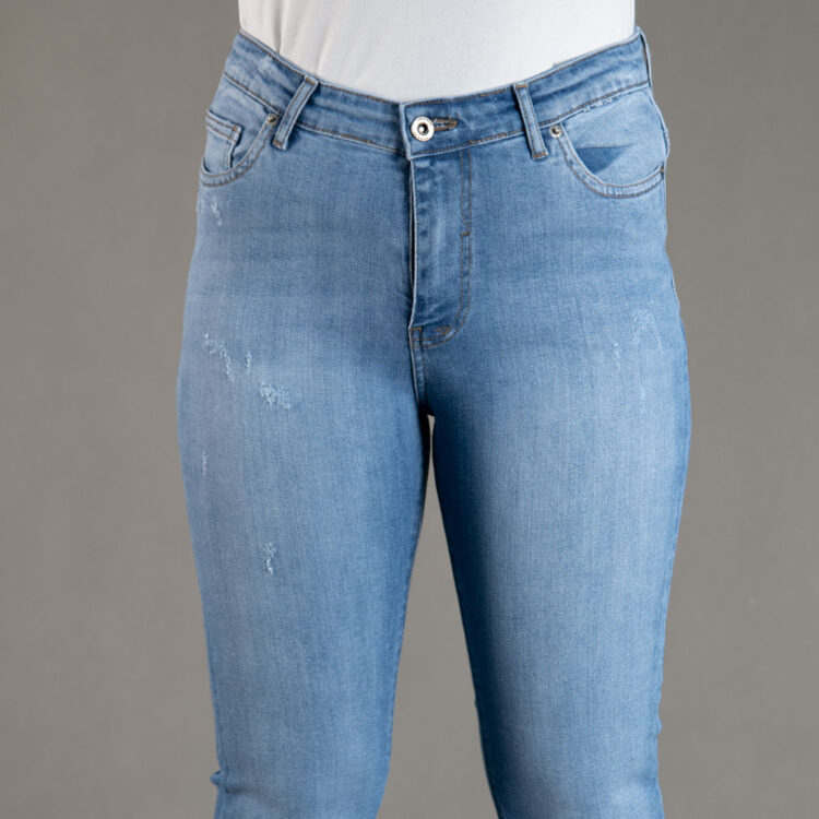 شلوار جین بوت کات دخترانه آبی کد 20147