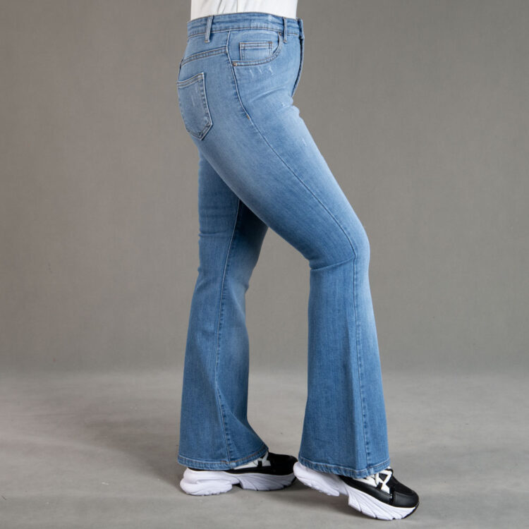 شلوار جین بوت کات دخترانه آبی کد 20147