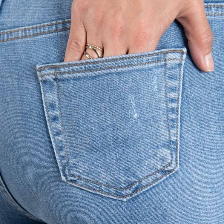 شلوار جین بوت کات دخترانه آبی کد 20147