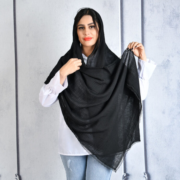 شال لبه گیپور مشکی کد 20543