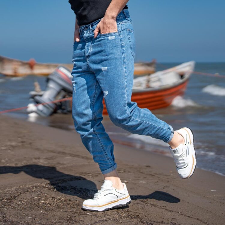 شلوار جین مردانه مام آبی کد 20589