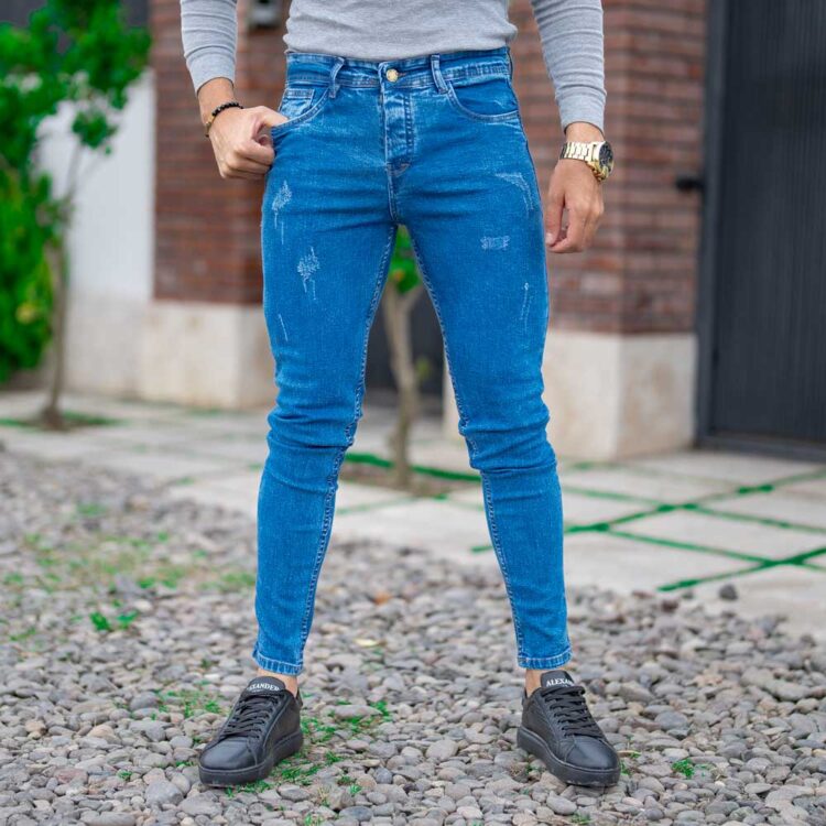 شلوار جین سایز بزرگ مردانه آبی کد 20631
