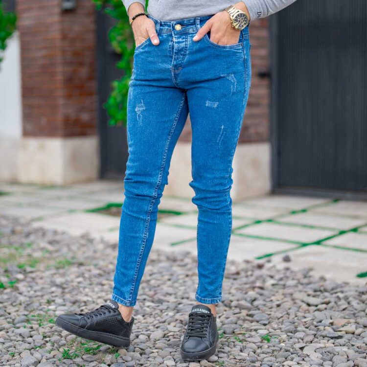 شلوار جین سایز بزرگ مردانه آبی کد 20631