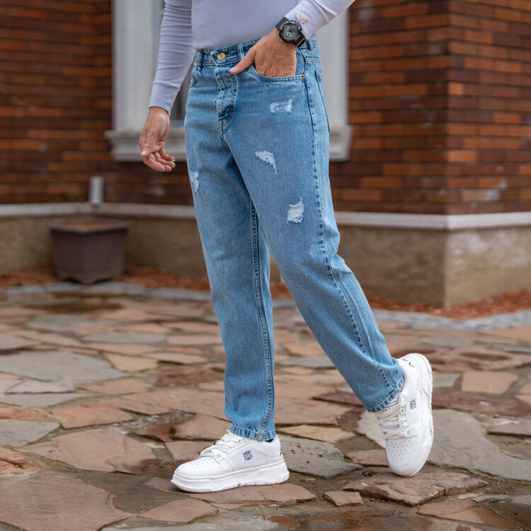 شلوار جین مردانه مام آبی کد 20659