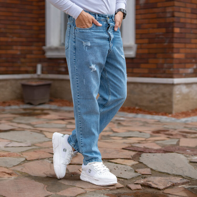 شلوار جین مردانه مام آبی کد 20659