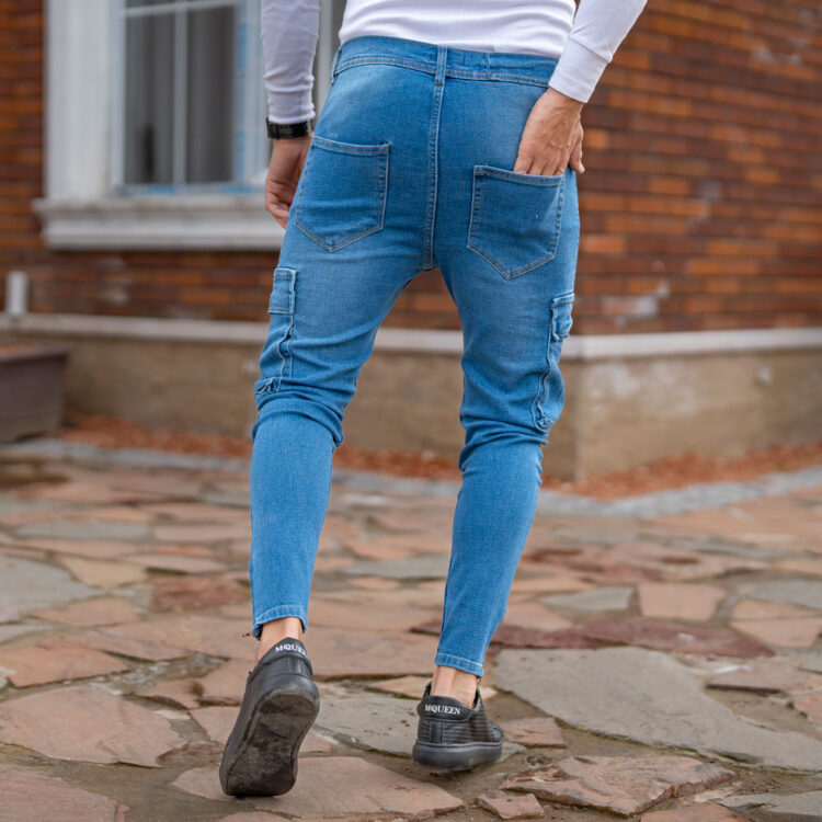 شلوار جین مردانه دمپا زیپ آبی کد 20636