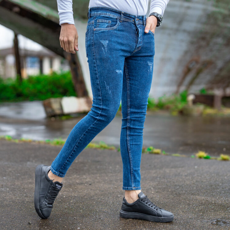 شلوار جین مردانه سرمه ای کد 20677