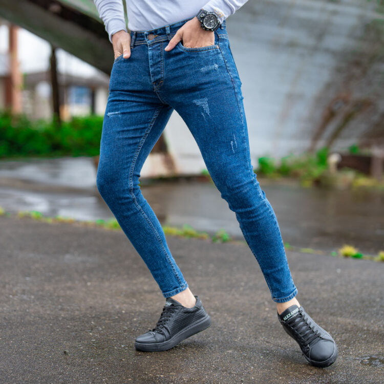 شلوار جین مردانه سرمه ای کد 20677