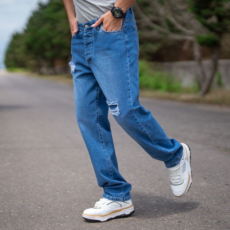 شلوار جین مردانه بگ آبی کد 21105