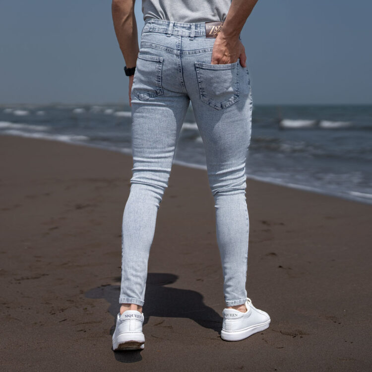 شلوار جین مردانه آبی یخی کد 21446