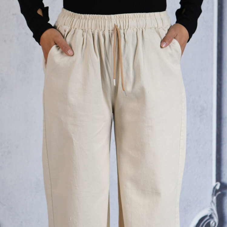 شلوار کتان نیم بگ کد 21017