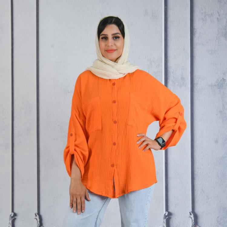 شومیز مانتویی دو جیب کد 21244