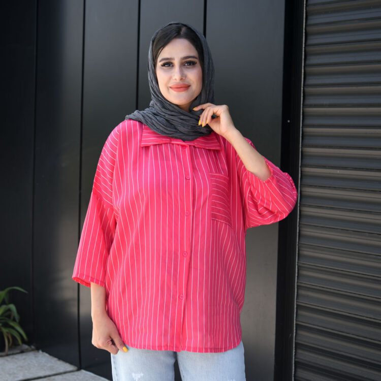 شومیز مانتویی تک جیب کد 21264
