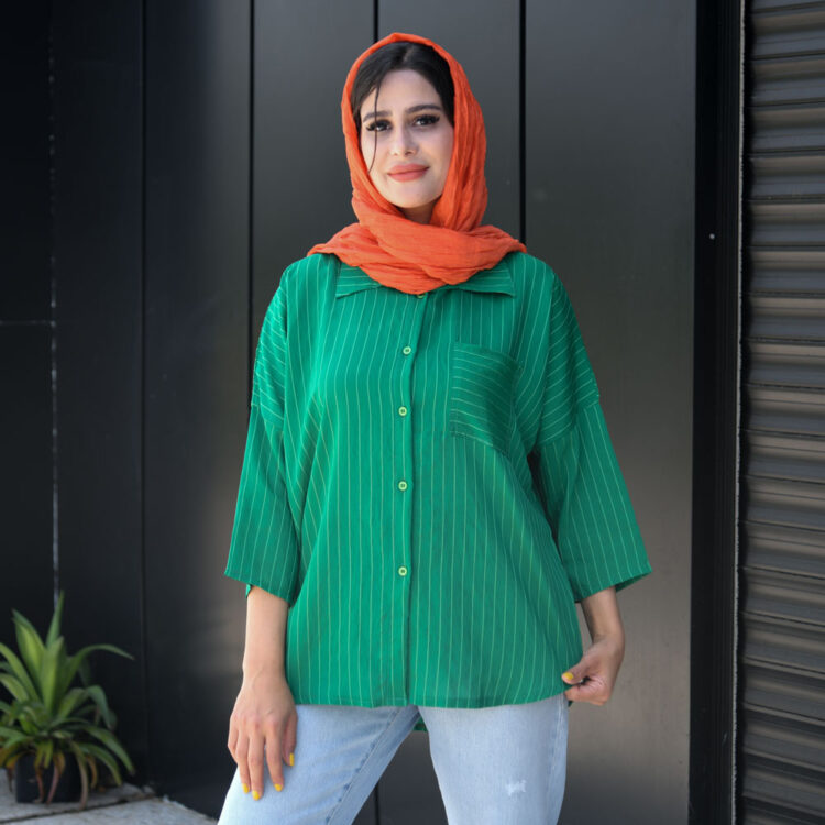 شومیز مانتویی تک جیب کد 21264