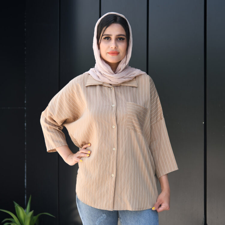 شومیز مانتویی تک جیب کد 21264