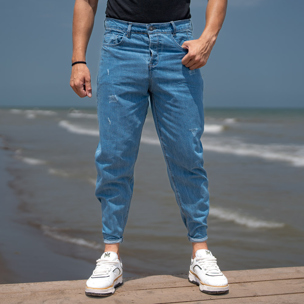 شلوار جین مردانه مام آبی کد 22097