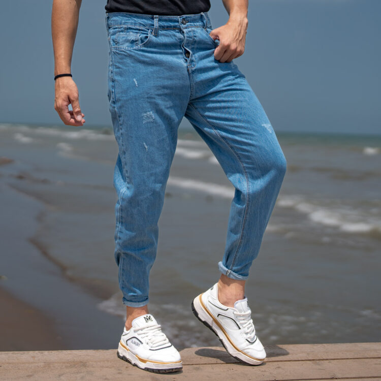 شلوار جین مردانه مام آبی کد 22097