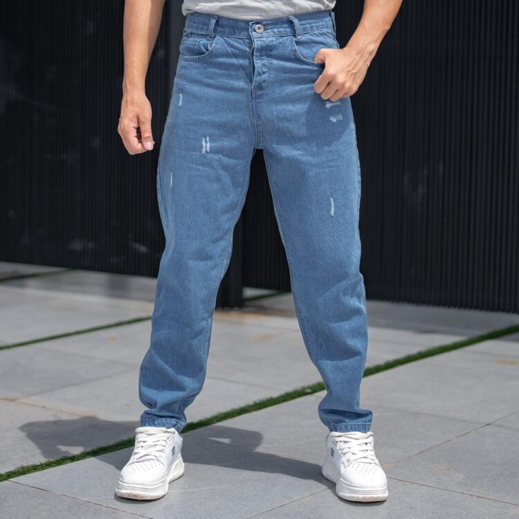 شلوار جین مردانه مام آبی کد 22346