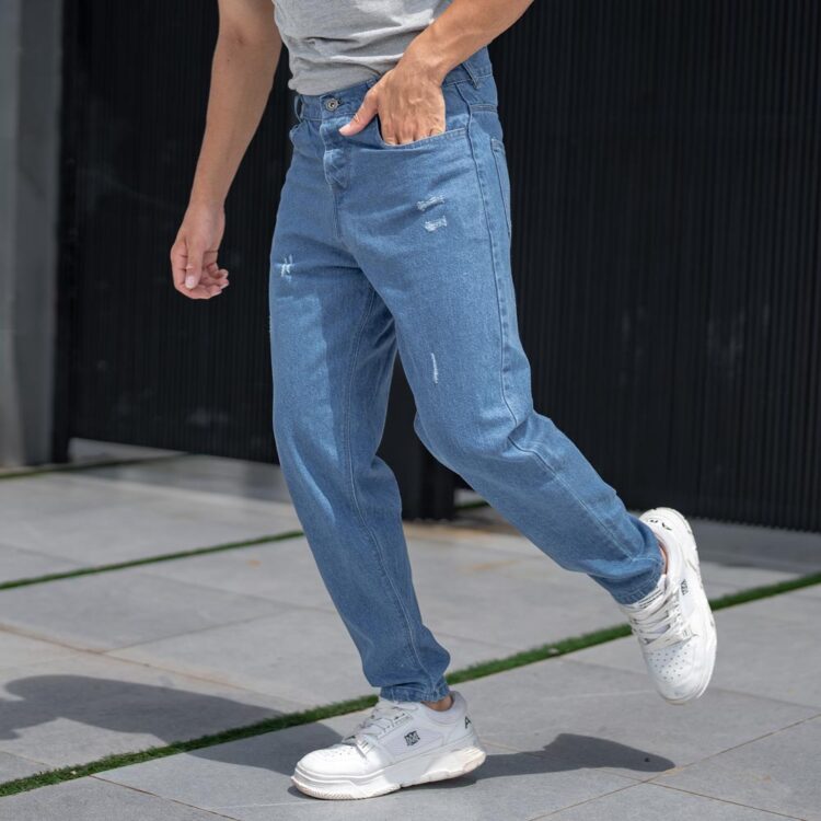 شلوار جین مردانه مام آبی کد 22346