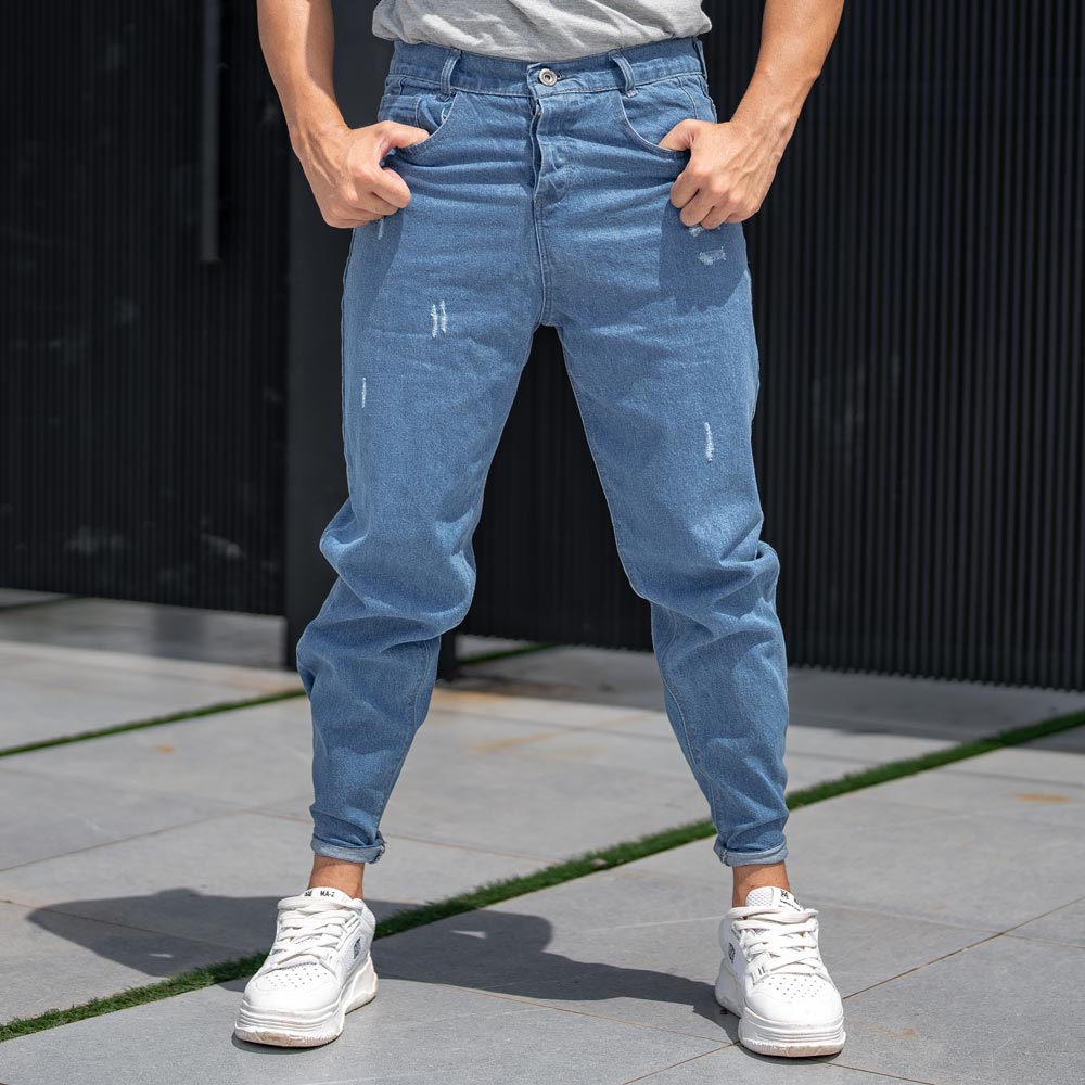 شلوار جین مردانه مام آبی کد 22346