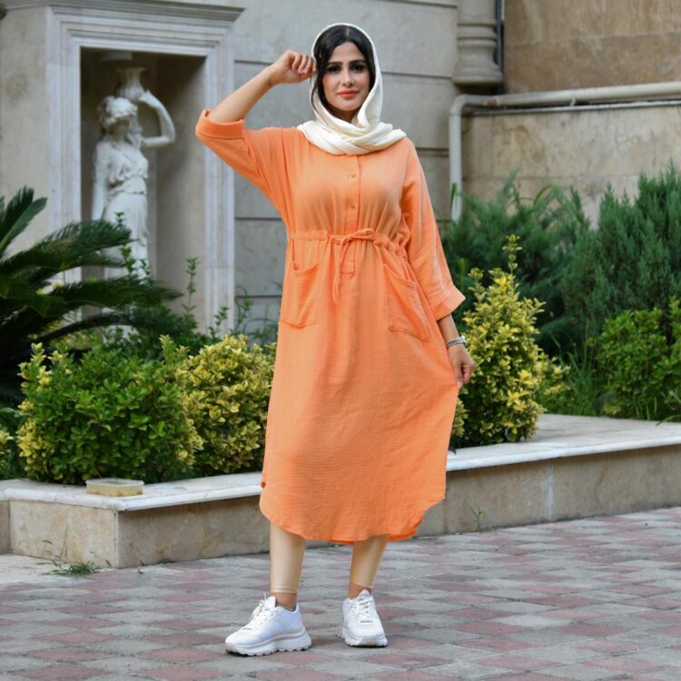 پیراهن پفکی کمر گت کد 22098