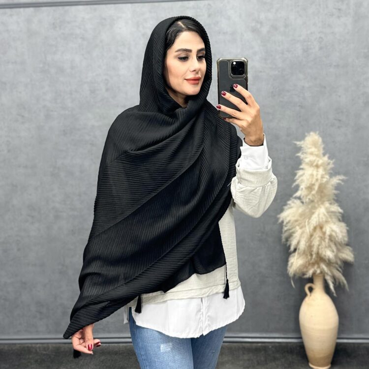 شال پلیسه مشکی کد 21814